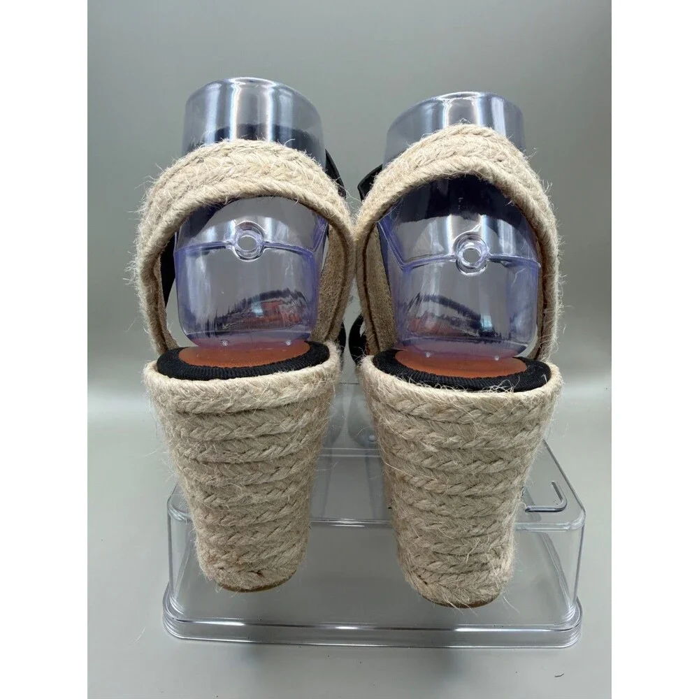 Dalson Espadrilles Womens Open-Toe Wedge Size 9 Black Handmade Spain